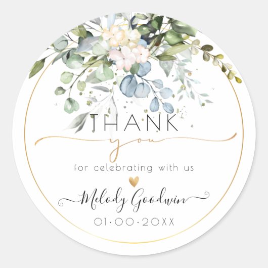 Sticker Rond PixDezines Aquarelle Eucalyptus Gomme Bleue Rustiq (Devant)