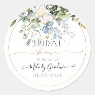 Sticker Rond PixDezines Aquarelle Eucalyptus Gommier Bleu Rusti