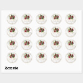Sticker Rond PixDezines Aquarelle Florale Marbre+Or Faux (Feuille)