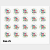 Sticker Rond PixDezines Aquarelle Florale/Merci do-it-yourself (Feuille)