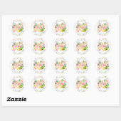 Sticker Rond PixDezines Aquarelle Florale/pivoines/Merci (Feuille)