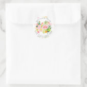 Sticker Rond PixDezines Aquarelle Florale/pivoines/Merci (Sac)