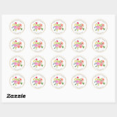 Sticker Rond PixDezines Aquarelle Florale/Ranunculus/Merci (Feuille)