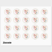 Sticker Rond PixDezines Aquarelle Florale/Ranunculus/Merci (Feuille)