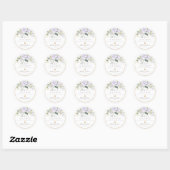Sticker Rond PixDezines Aquarelle Pale Lilac Violet Roses (Feuille)
