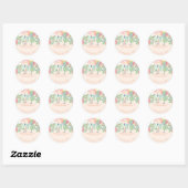 Sticker Rond PixDezines Aquarelle Peonies Peach+Mint (Feuille)