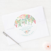 Sticker Rond PixDezines Aquarelle Peonies Peach+Mint (Enveloppe)