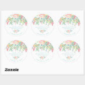Sticker Rond PixDezines Aquarelle Peonies Peach+Mint (Feuille)