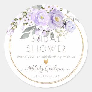 Sticker Rond PixDezines Aquarelle Purple Roses Foliage des cend