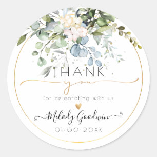 Sticker Rond PixDezines Aquarelle Rustique Blue Gum Eucalyptus