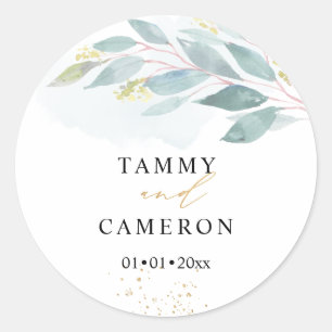 Sticker Rond PixDezines aquarelle simple eucalyptus gommier ble