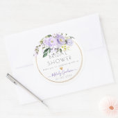 Sticker Rond PixDezines Aquarelle violet Roses (Enveloppe)