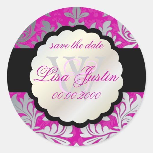 Sticker Rond PixDezines Baroque Damask/do-it-yourself couleur/m (Devant)