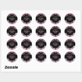 Sticker Rond PixDezines Baroque Damask/Faux Argent+Bourgogne (Feuille)