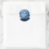 Sticker Rond PixDezines Barre Mitzvah Aquarelle bleu marine (Sac)