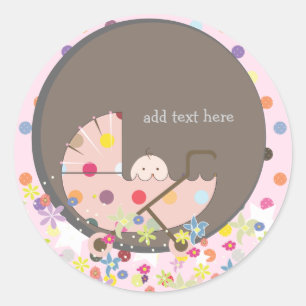 Sticker Rond PixDezines Bébé dans le pram.