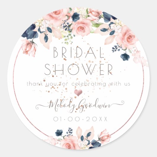 Sticker Rond PixDezines Blush Navy Aquarelles (Devant)