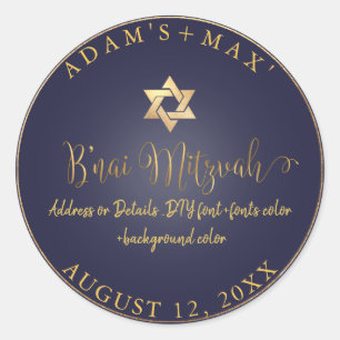 Sticker Rond PixDezines B'nai Mitzvah, DIY Couleur