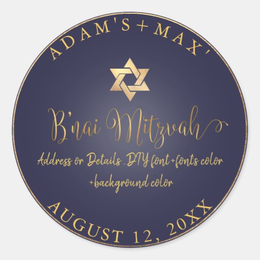 Sticker Rond PixDezines B'nai Mitzvah, do-it-yourself couleur (Devant)