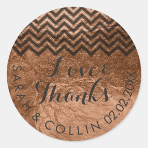 Sticker Rond PixDezines chevron/faux cuivre/remerciements