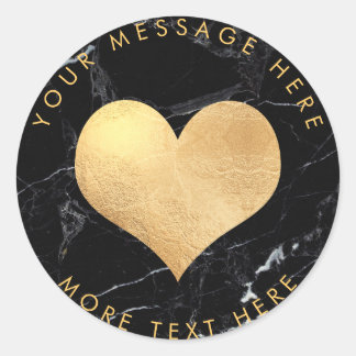 Sticker Rond PixDezines COEUR FAUX OR+MARBLE