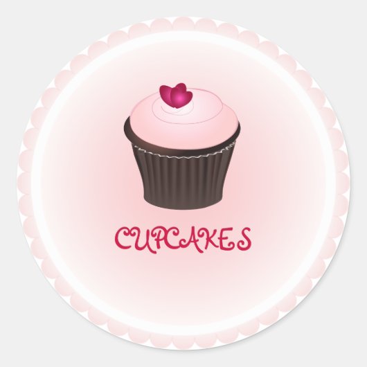 Sticker Rond PixDezines cupcake/coeur rouge (Devant)
