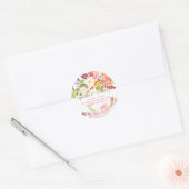 Sticker Rond PixDezines Cupcakes+Bubbly Aquarelle Peonies (Enveloppe)