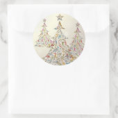 Sticker Rond PixDezines do-it-yourself arbres de Noël rétro (Sac)