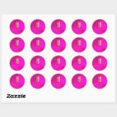 Sticker Rond PixDezines double bonheur faux or+rose chaud (Feuille)