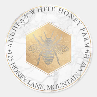 Sticker Rond PixDezines doux peigne de miel, abeille d'argent