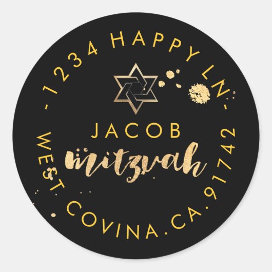 Sticker Rond PixDezines ébloui/faux or/ mitzvah retour ajouter (Devant)