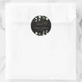 Sticker Rond PixDezines Elégant Black Green Gold Eucalyptus (Sac)