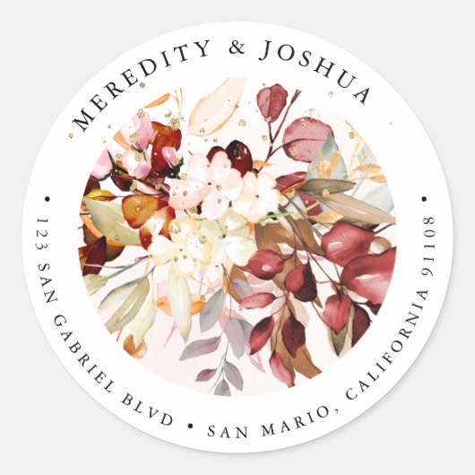 Sticker Rond PixDezines Elegant Botanical Rust Eucalyptus (Devant)