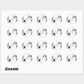 Sticker Rond PixDezines Élégant H2 Blush Navy Fleurs Merci (Feuille)