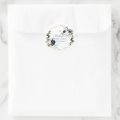 Sticker Rond PixDezines Élégant H2 Blush Navy Fleurs Merci (Sac)