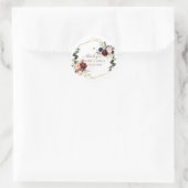 Sticker Rond PixDezines Élégant H2 Bordeaux Blush Navy Fleurs (Sac)