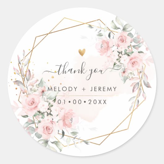 Sticker Rond PixDezines Elegant H2 Dusty Merci Rose (Devant)
