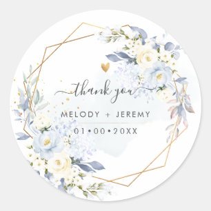 Sticker Rond PixDezines Elegant H2 Rose bleu Merci