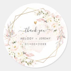 Sticker Rond PixDezines Élégant H2 Roses Fleurs Remerciements