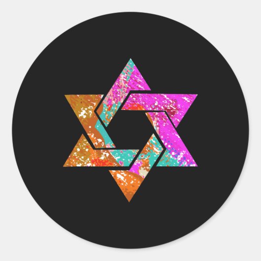 Sticker Rond PixDezines étoile de david/grunge/do-it-yourself a (Devant)