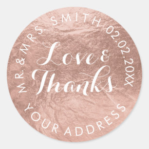 Sticker Rond PixDezines fausse feuille/Rose Gold/merci/do-it-yo