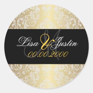 Sticker Rond PixDezines faux damask or