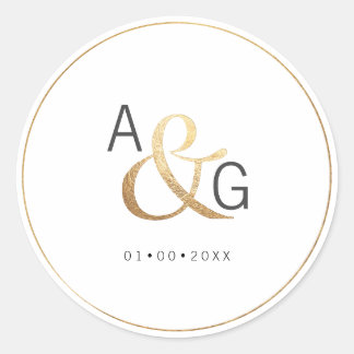 Sticker Rond PixDezines Faux Gold Ampersand