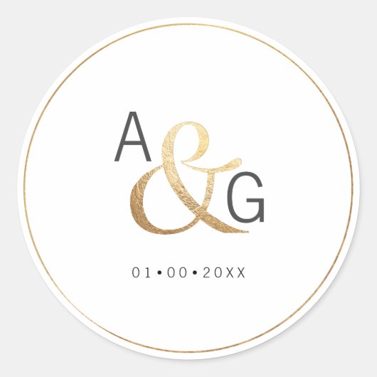 Sticker Rond PixDezines Faux Gold Ampersand (Devant)
