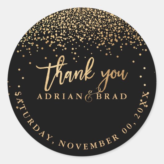 Sticker Rond PixDezines Faux Gold Confetti | Couleur do-it-your (Devant)