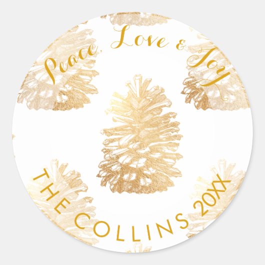 Sticker Rond PixDezines FAUX GOLD PINECONES/DO-IT-YOURSELF ARRI (Devant)