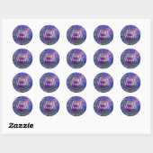 Sticker Rond PixDezines FAUX MÉTALLIQUE COBALT VIOLET+OR (Feuille)
