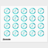 Sticker Rond PixDezines FAUX PARTIES SCINTILLANT MONOGRAM | AQU (Feuille)