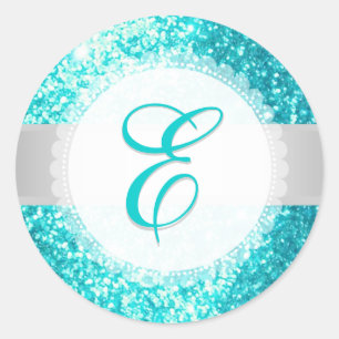 Sticker Rond PixDezines FAUX PARTIES SCINTILLANT MONOGRAM   AQU