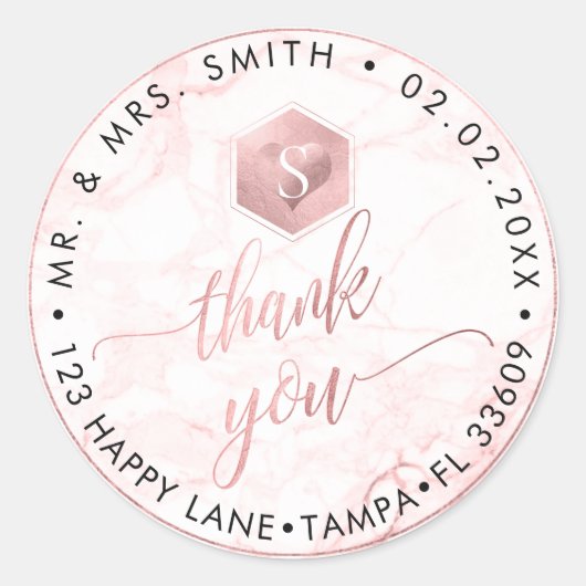 Sticker Rond PixDezines FAUX ROSE OR HONEYCOMB, MONOGRAM (Devant)